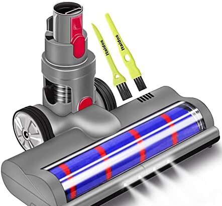 Italdos Spazzola Motorizzata Elettrica Turbo compatibile per Dyson V7 V8 V10 V15 V11 V12 Sgancio Rapido con Rullo Setole Morbide per Parquet Piastrelle Marmo con Luce LED e Ruote Grande