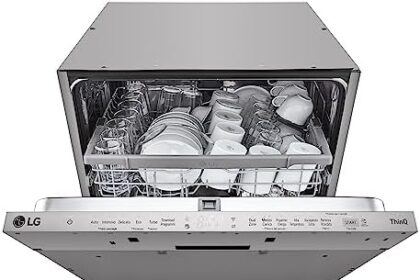 LG QuadWash DB242TX Lavastoviglie da Incasso a Scomparsa Totale, Serie 2, Classe D, 14 Coperti, 4 Bracci Irroratori, EasyRack+, Dual Zone, Wi-Fi, Motore Inverter Direct Drive, Acciaio