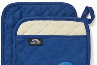LauterSchutz® 1 paio di presine in cotone (riciclato) - Con tasca per il manico e fodera in pile - In diversi colori (Blu)