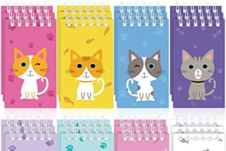 24 Mini Quaderni con Animali di Gatto Taccuini Tascabili a Spirale Piccoli Carini Notebook Bomboniere per Appunti Bambini Festa di Compleanno Aula Ufficio Scuola (Stile Cartone Animato)