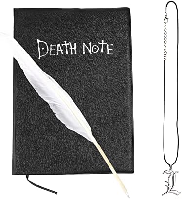 MOPOIN Diario Theme Death Note Notebook con Penna Piuma e Collana, Fashion Anime per Cosplay, Scuola, Taccuino,21x 15 cm