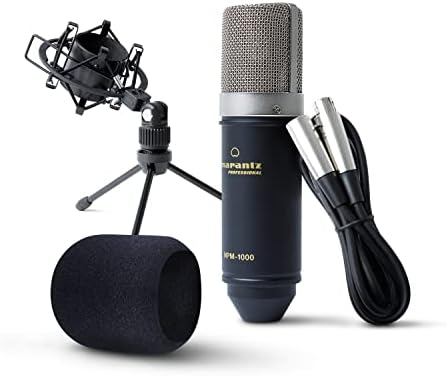 Marantz Professional MPM-1000 - Microfono a Condensatore con Diaframma Largo, Spugna Antivento, Sospensione Elastica, Treppiede e Cavo XLR