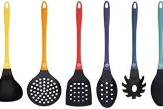 MasterChef Set Utensili Cucina con Mestoli, Spatola, Cucchiaio, Leccapentole, Set Pasticceria e Altro AntiGraffio e Resistente al Calore, Casa Accesori Antiaderente, Multicolore