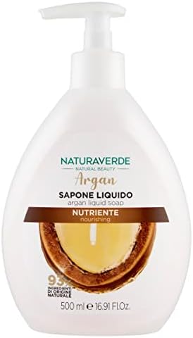 Naturaverde | Natural Beauty - Sapone Liquido Argan, Sapone Liquido Mani, Sapone Mani, Sapone Viso, Sapone Liquido Mani Detergente, Nutriente, 500ml