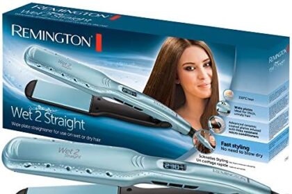 Remington Piastra per Capelli - Uso da bagnato e asciutto - Per asciugare e lisciare i capelli, ingredienti microattivi anticrespo, display LCD, 140-230°C, Wet2Straightpiastra per capelli S7350