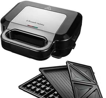 Russell Hobbs Piastra Elettrica Multifunzione 3 in 1 [Sandwich, Piastra per Waffle, Griglia a Contatto] Creations (Lavabile in Lavastoviglie, Piastre Antiaderenti e Extra Profonde, 26810-56