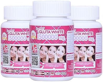 Supreme Gluta White 1500000mg for Skin Lightening, Skin Moisturizer, Collagen Stimulator Healthy Blood Circulation | L-Glutathione 30 Softgels (Pack of 3)