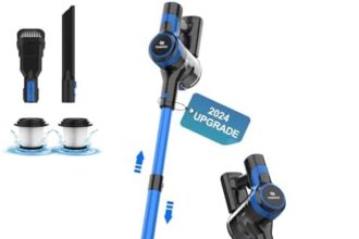 TASVAC Aspirapolvere Senza Fili, Scopa Elettrica Potente 20000Pa, 40Min Autonomia, 6 in 1 Aspirapolvere Senza Sacco, Aspirapolvere Leggero Portatile per Peli Animali Tappeti Pavimenti Duri Domestici