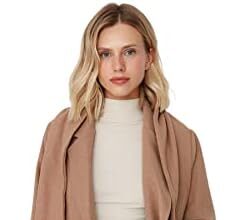 Trendyol Damen Oversize Wickelschnitt Plain Webstoff Mantel Cappotto Donna