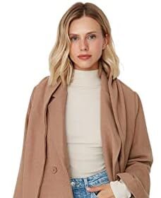 Trendyol Damen Oversize Wickelschnitt Plain Webstoff Mantel Cappotto Donna