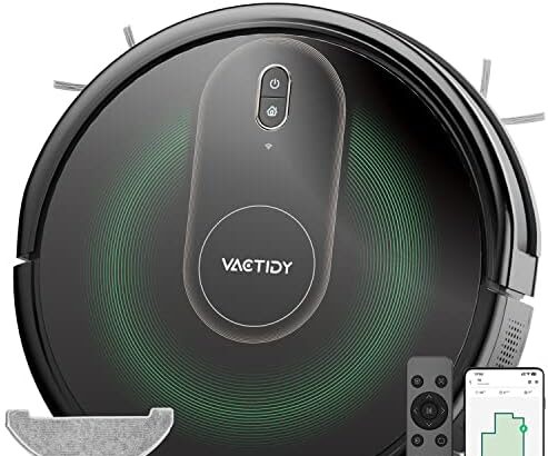 Vactidy Robot Aspirapolvere Lavapavimenti T8, Aspirazione Potenza,Serbatoio Acqua Elettrico 2-In-1,Controllo SIRI & APP & Alexa,per Pulizia Domestica/Capelli/Polvere/Lavapavimenti