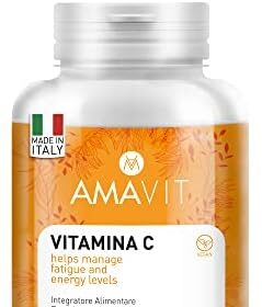 Vitamina C Pura Naturale 1000mg Alto Dosaggio [Vegan] Integratore Vitamina C per Difese Immunitarie, Stanchezza e Collagene - Vit C Antiossidante 180 Compresse Senza Glutine/Lattosio