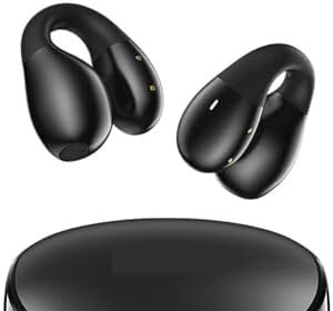 ZiShak Cuffie Auricolari Bluetooth Stereo Wireless, Design con Orecchio a Clip, qualità Audio HiFi Senza perdite, Nero