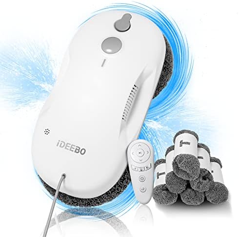 iDEEBO S500 Robot lavavetri, lavavetro elettrico con getto automatico Spruzzo, Serbatoio dell'acqua da 80 ml, potente potenza di aspirazione 3800pa, Lavavetri Finestre con Telecomando