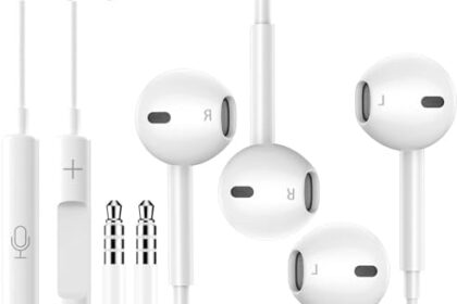 2 Pack Auricolari In-Ear,Cuffie Filo con Jack 3.5mm,Cuffiette Hi-Fi Stereo con Microfono e Controllo del Volume Compatibile con Samsung,Huawei,iPhone,LG,Xiaomi,Android,Tablet,MP3- Colore Bianco