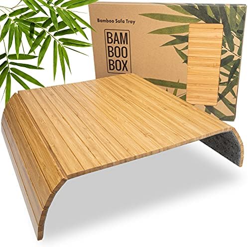 BAM BOO BOX Tavolino da Divano in Bambù – Vassoio da Divano per Bevande, Snack etc - Vassoio Legno in Bambù/Tavolino da Divano Laterale per Bracciolo - Bambù naturale
