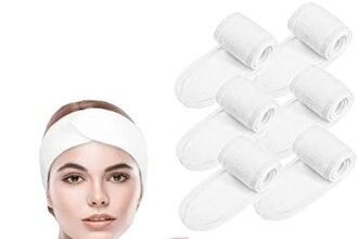 BangShou 6 Pezzi Fascia per Capelli Cosmetica in chiusura a strappo, Regolabile Spa Fascia per Capelli per Spa Trucco Doccia Yoga Sport (Bianco)