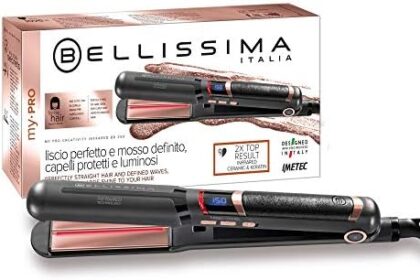 Bellissima Imetec My Pro Creativity Infrared, Piastra per capelli lisci, tecnologia raggi infrarossi, rivestimento in ceramica e cheratina, temperatura regolabile da 130 °C a 230 °C, cavo 1,8 m