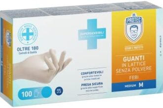 Bericah Dr. Protec, Febi Senza Polvere, Guanti in Lattice, Taglia M,100 Pezzi