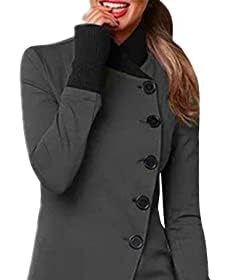 Cocila Giacca Imbottita Bambina Cappotto casual da donna Tinta unita Cappotti a maniche lunghe Maglione Giacca casual con cerniera con cappuccio e bottoni Imbottito