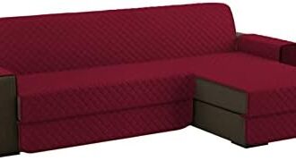 Copridivano con Penisola 3 Posti (L 250 CM) Destra/Sinistra Universale Reversibile Impermeabile, Copridivano Chaise longue Antigraffio, Copridivano Angolare con Tasche Portaoggetti - Vino Rosso