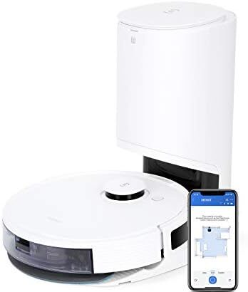 ECOVACS ROBOTICS DEEBOT N8 PRO+ robot aspirapolvere con stazione di aspirazione + funzione di pulizia, 2600 PA, rilevamento ostacoli 3D, robot aspirapolvere con funzione laser, Alexa, bianco