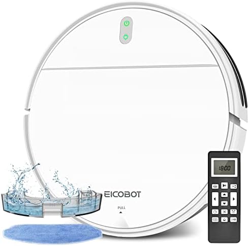 EICOBOT Robot Aspirapolvere e Mocio Combo, Robot Aspirapolvere 2-in-1, Sottile 2.91'', Durata 110 Min, Ricarica autonoma, Ideale per la Peli di Animali Pavimenti Tappeto, BiancoAvorio, BR150