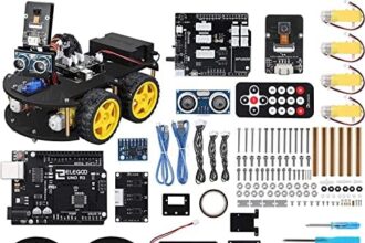 ELEGOO UNO Project Kit Robot per Auto Intelligente V4.0 con Modulo di Tracciamento della Linea, Densore a Ultrasuoni, ecc. Kit Robotico per Auto Giocattolo Intelligente ed Educativo