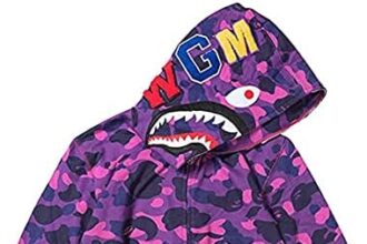 LIAOPUFUS Uomo 3D Stampato Shark Felpa con Cappuccio Hip Hop a Maniche Lunghe Zipper con Cerniera Mimetica Moda Street Wear