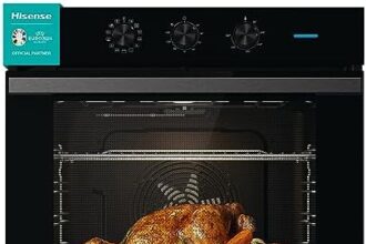 Hisense BI64111AB Forno Multifunzione Termoventilato, Cavità XXL 77 Litri, 12 Funzioni Cottura, Pulizia Acqua Clean, Classe A, Preriscaldamento Rapido, Funzione Pizza 300 °C, Air Fry