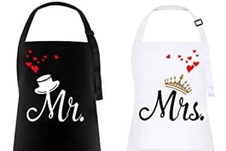 FunChaos 2 Pezzi Grembiuli da Cucina per Coppia, Grembiuli da Cuoco, Regalo di Nozze per Matrimonio, Fidanzamento, San Valentino, Natale, Anno Nuovo