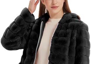 Geschallino Cappotto da Donna in Pile con Pelliccia Sintetica Calda e Soffice Giacca Corta in Shearling Shaggy con Cappuccio