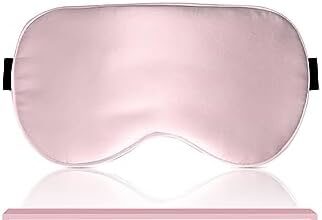 Mascherina per Dormire, Maschera per Dormire in Pura Seta di Gelso al 100%, Mascherina Occhi per Dormire Ipoallergenica Oscurante con Fascia Regolabile (Rosa)