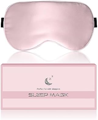 Mascherina per Dormire, Maschera per Dormire in Pura Seta di Gelso al 100%, Mascherina Occhi per Dormire Ipoallergenica Oscurante con Fascia Regolabile (Rosa)