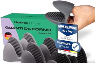 NetroxHome® - 3 Paia di Mini Guanti da Forno in Silicone - Presine da Forno Resistenti al Calore Fino a 230°C e Lavabili in Lavastoviglie - Cucina, Cuoci e Griglia - Guanti da Cucina in Taglia Unica