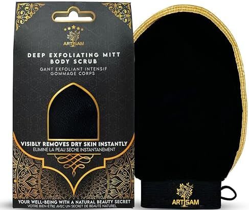 Guanto esfoliante nero - La soluzione tutto in uno per una pelle morbida e luminosa - Gant Kessa Gommage Corps Et Visage Femme Et Homme - Qualità premium Hammam Sauna Spa Doccia