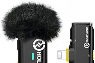 Hollyland Lark C1 Microfono Lavalier Wireless per iPhone con Lightning Certificato MFi 200M 8H Cancellazione del Rumore Plug-Play 2.4GHz Micro Lavalier Senza Fili per YouTube Vlog Video, 1TX+1RX
