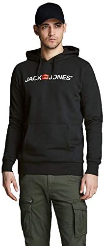 JACK & JONES Jjecorp Logo Sweat Hood Noos Regular Fit Felpa con Cappuccio, Black, XL Uomo
