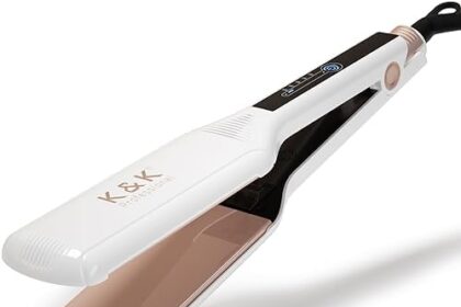 K&K Piastra Capelli Larga, Professionale 57mm Extra Larga Piastra per Capelli per Terapia Con Cheratina, Ideale per Capelli Lunghi e Folti, 30s Riscaldamento Rapido Fino a 232°C