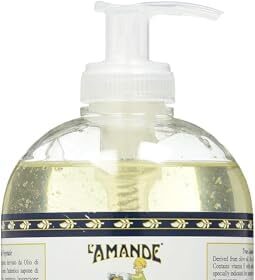 L'AMANDE - Sapone Liquido Mani e Corpo Vegetale Derivato dall'Olio di Oliva, Bagnoschiuma Gel Detergente Nutriente con Vitamina E, Sapone Mani e Docciaschiuma Naturale - Non Profumato, 500 ml