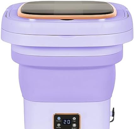 Auveach 9L Mini lavatrice Portatile Pieghevole Lavatrice Automatica da Campeggio Viaggio Display Digitale Intelligente a Tre Modalità Timer (Purple)