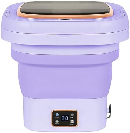 Auveach 9L Mini lavatrice Portatile Pieghevole Lavatrice Automatica da Campeggio Viaggio Display Digitale Intelligente a Tre Modalità Timer (Purple)