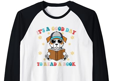 È un buon giorno per leggere un libro Dog World Book Day 2024 Maglia con Maniche Raglan