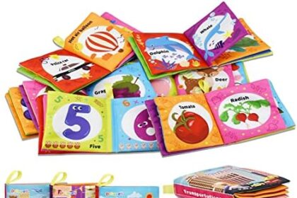 Dr.Rapeti Set di 6 Libri di Stoffa per Bambini, Libri di Stoffa Baby, Libro di stoffa morbida, Educativi Sensoriale in Tessuto Libro, Libro Tattile per Bambini(inglese)