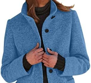 MJGkhiy Cappotto Donna Invernale Curvy Giacca a Vento Leggero Giubbini Con Collo Cardigan Lana Giacche Tinta Unita Giaccone Con Tasche Giubbotti Abbigliamento Donna Firmato