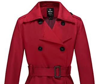 Wantdo Cappotto Primaverile da Donna Doppiopetto Lungo Trench Antivento Idrorepellente Leggera Casuale Giubbotto con Cintura Slim Fit