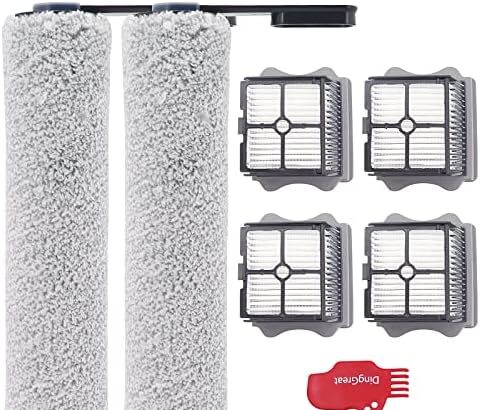 DingGreat Pezzi di ricambio per Tineco Floor One S5, rullo spazzola e filtro di ricambio per Tineco Floor One S5 e S5 pro aspirapolvere a secco senza fili 2 rulli e 4 filtri HEPA