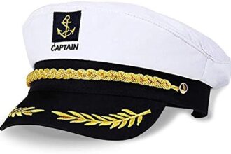 NETUME Cappello da Marinaio, Cappello da Festa per Adulti, Capitano Cappello Marinaio Uomo Donna Accessori Abbigliamento, per Feste in Mare e Giochi di Ruolo (Bianco)