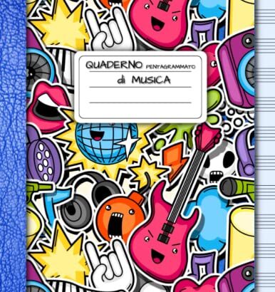 Quaderno Pentagrammato di Musica: Formato grande A4 | 12 righi per pagina | 110 pagine numerate ed indice iniziale | Rock Boy