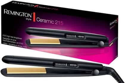 Remington Piastra per capelli, temperatura fissa 215°C, Riscaldamento rapido 30 sec, Rivestimento in ceramica, ideale capelli corti, Ceramic S1450